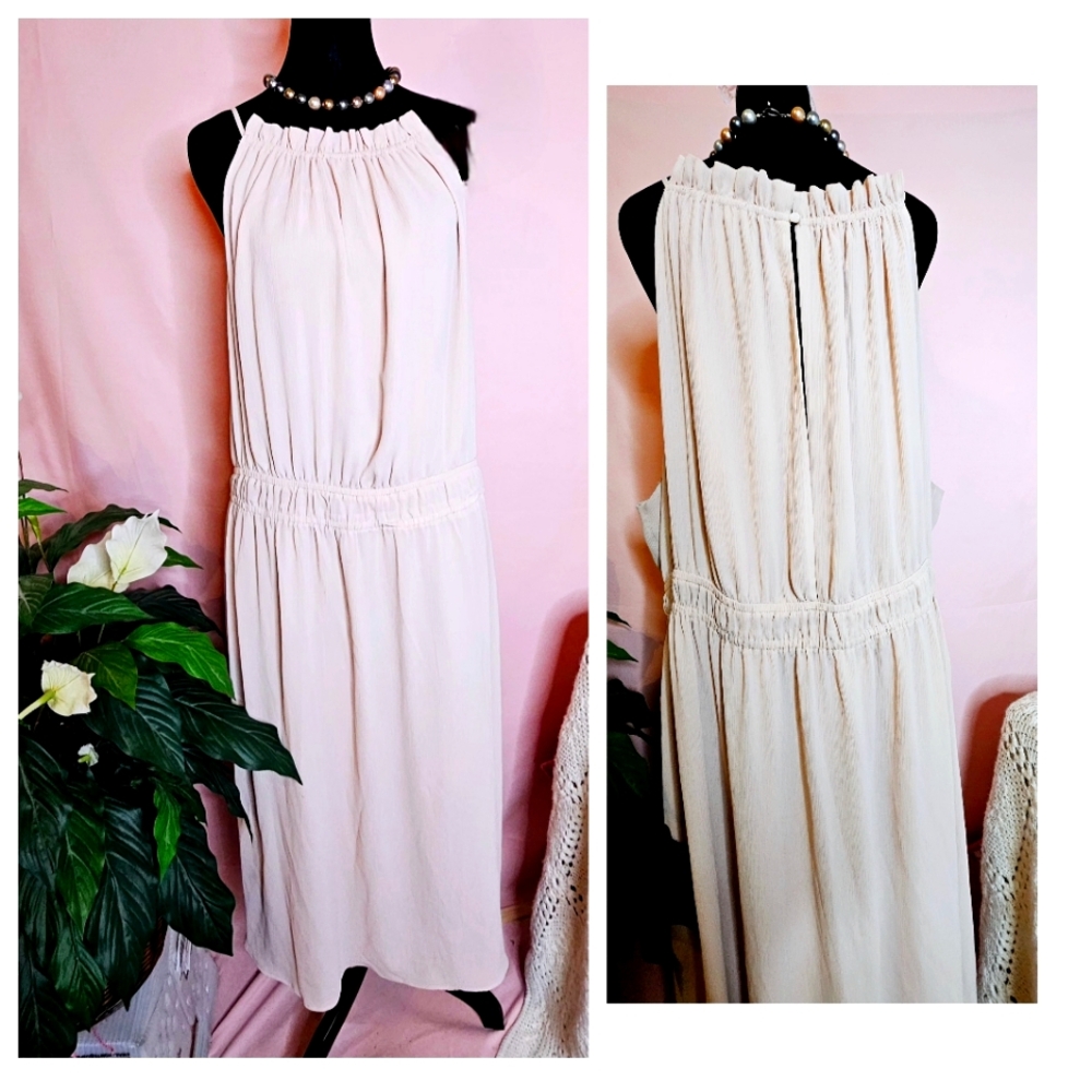H&M maxi dress, size XXL/3XL, in beige and pink pastel